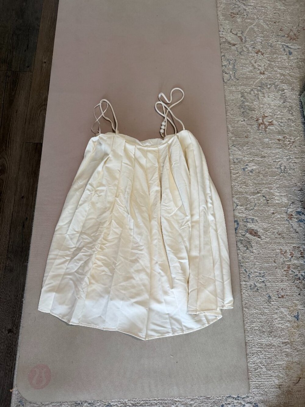 Silky Cream Spaghetti-Strap Dress